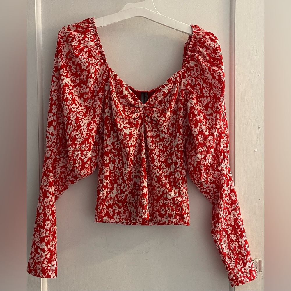 Anthropologie Sweetheart Smock Bodice Pullover Statement Sleeve Top Size XS